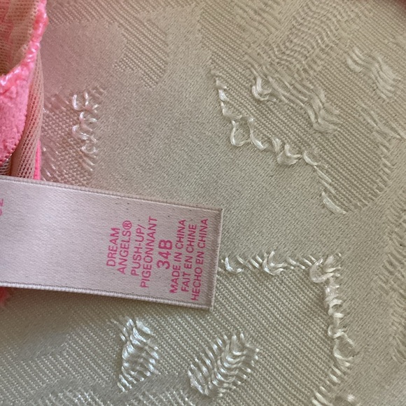 Victoria Secret Dream Angels push up pigeonnant padded PINK LACE bra 34B - Picture 11 of 15
